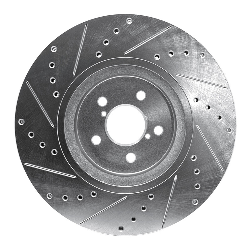 Subaru Outback Brake Rotor (1) - Front Right - R1 Concepts - Drilled & Slotted - Silver - `05-`18
